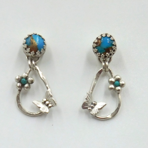 Click to view detail for DKC-2111 Earrings, Mohave Turquoise, Buttefly Hoops $96